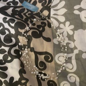 Faux white pearl necklace